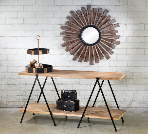 Wooden Starburst Wall Mirror - Natural