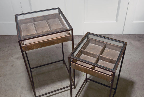 Set of 2 Side Tables with Glass Top Storage Drawer - Gifts for You 'n Me