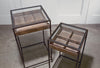 Set of 2 Side Tables with Glass Top Storage Drawer