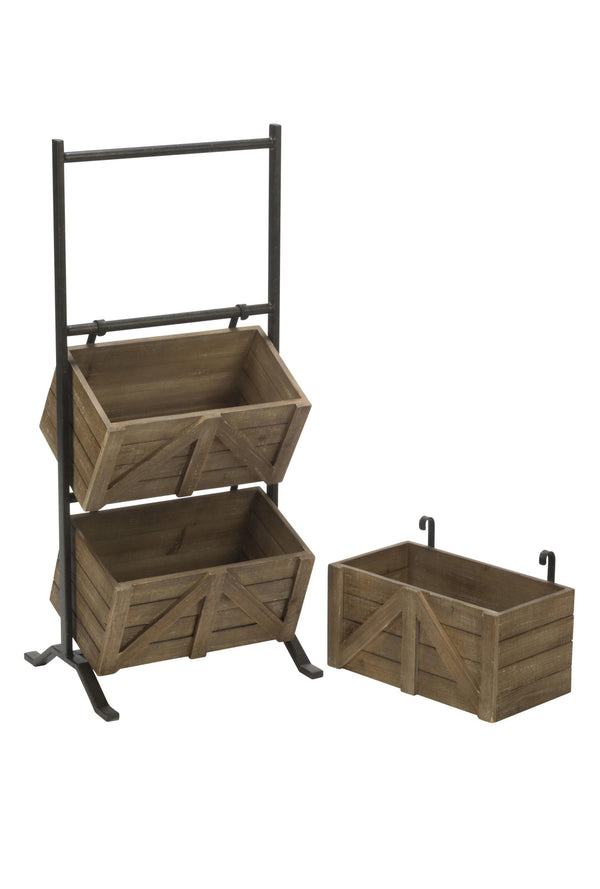 3 Tier Wooden Crate Stand