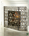 47.25W Burnished Gold Iron Gate Design Three Panel Fire Screen Fireplace