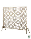 47.75W Oversize Light Burnished Gold Guadrille Design Single Panel Fire Screen Fireplace