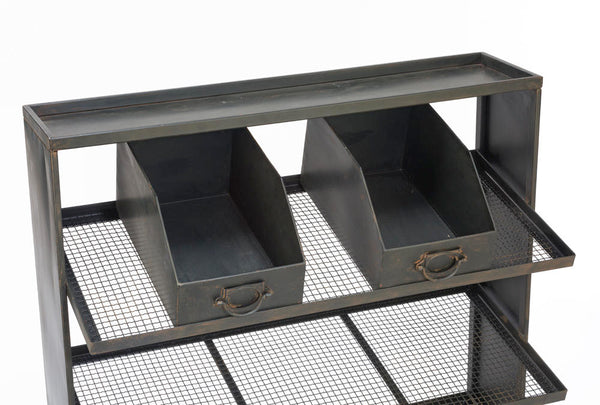 Industrial Black Iron 12-Bin Shelf