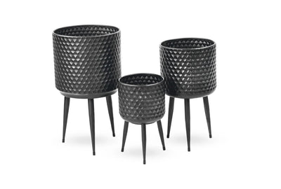 Textured Metal Bins - Set of 3
