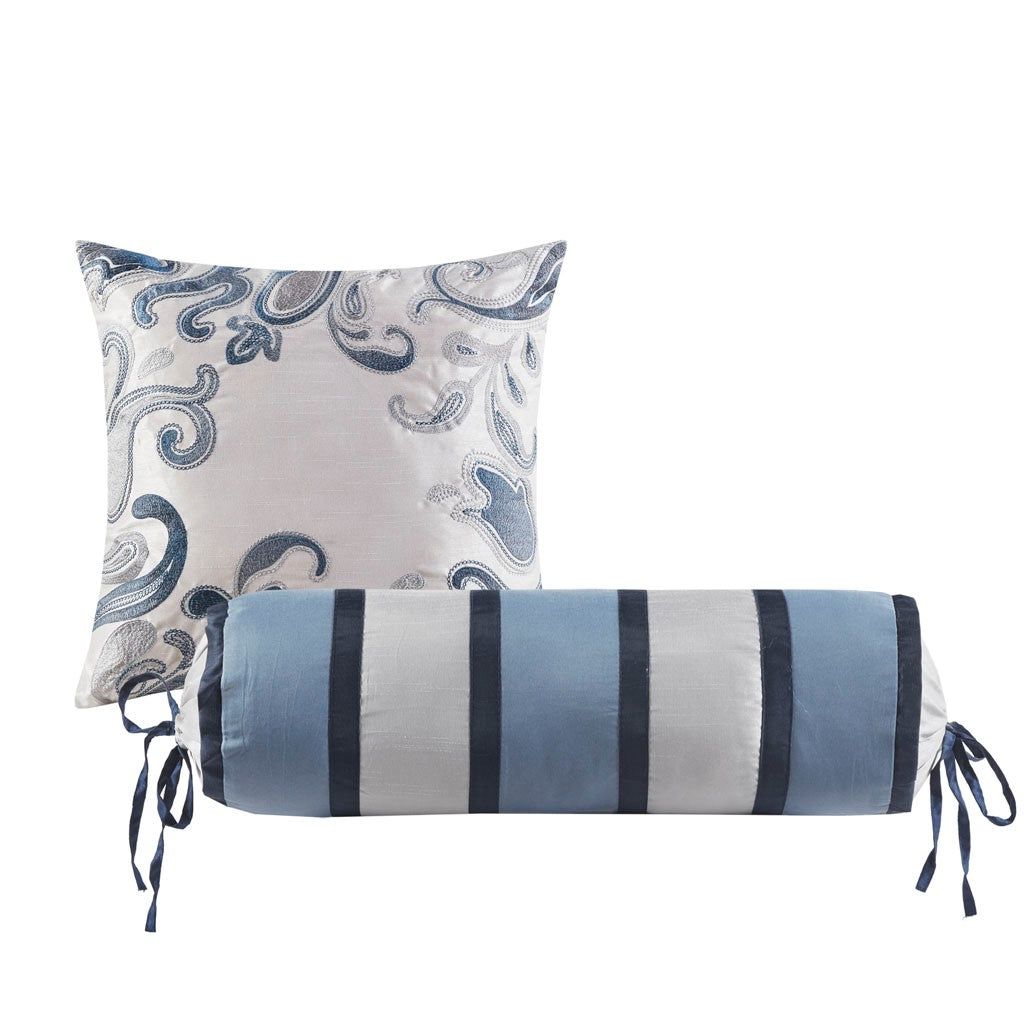 Aubrey 5 Piece Reversible Jacquard Bedspread Set in Navy