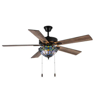 52"W Monroe 5-Blade Remote-Controlled Ceiling Fan - Blue/Red/Amber/Aqua