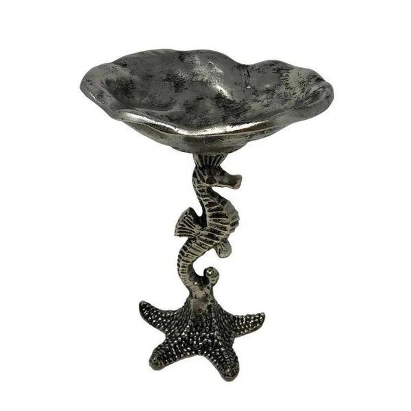 Cast Aluminum Seahorse & Starfish Pedestal Serving Bowl - Gifts for You 'n Me