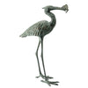 Single Crane Eating Fish Garden Sculpture