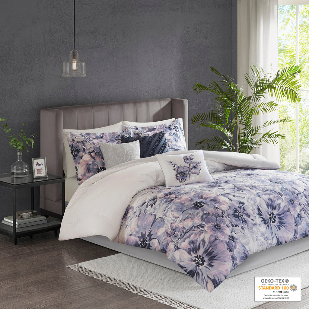 Enza 7 Piece Cotton Printed Comforter Set  by Madison Park