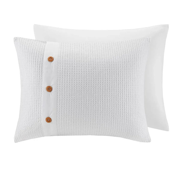 Finley 3 Piece Cotton Waffle Weave Comforter set - White - Gifts for You 'n Me