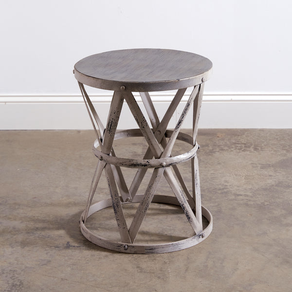 Metal Drum Accent Table