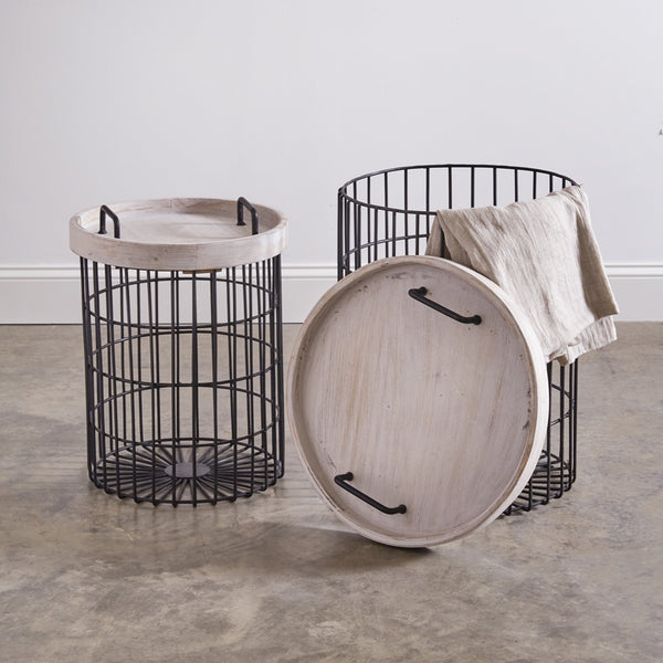 Set of Two Tray Tables with Storage