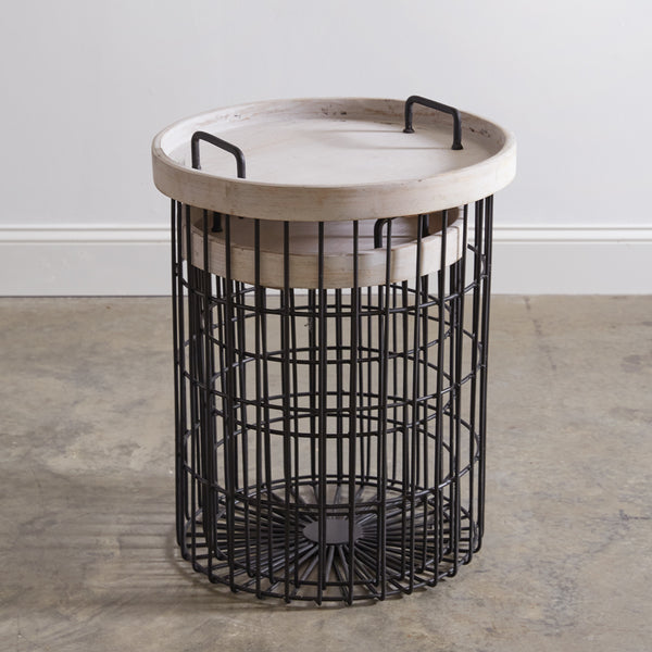 Set of Two Tray Tables with Storage