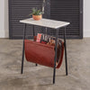 Marble Top Leather Sling Side Table