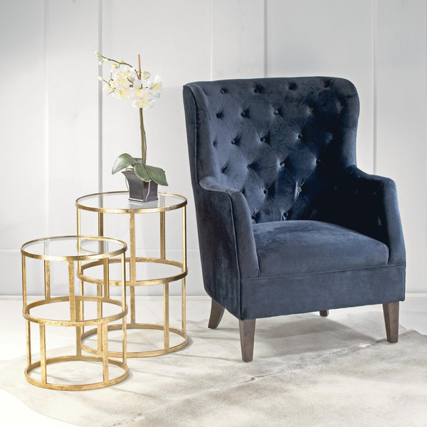 Set of 2 Round Gold Accent Tables