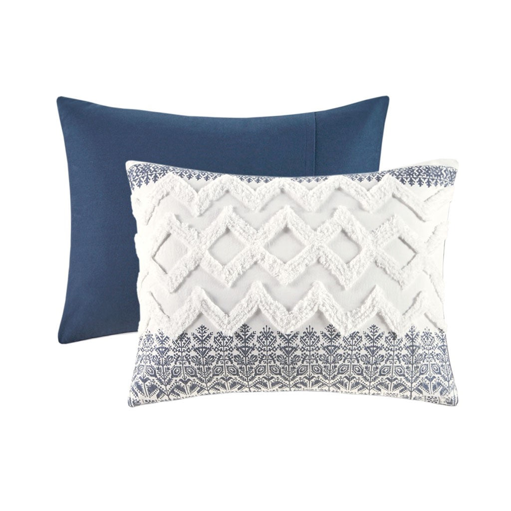 Mila 3 Piece Cotton Navy Comforter Set with Chenille Tufting by INK+IVY