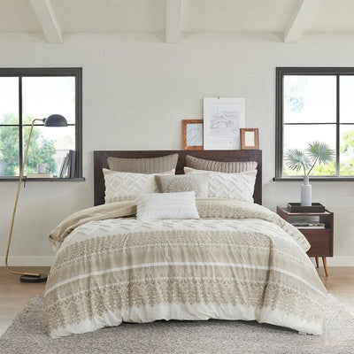 Mila 3 Piece Cotton Taupe Comforter Set with Chenille Tufting by INK+IVY