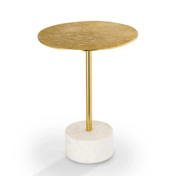 Golden Finish End Table with Marble Base - Gifts for You 'n Me