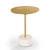 Golden Finish End Table with Marble Base