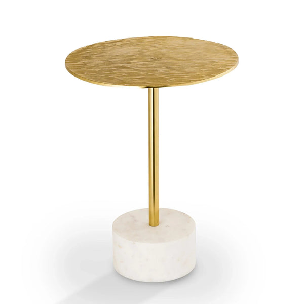 Golden Finish End Table with Marble Base - Gifts for You 'n Me