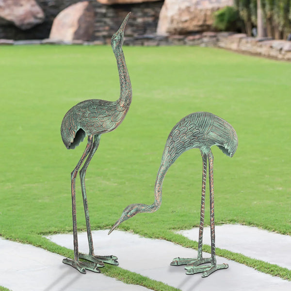 Set of 2 - Foraging Cranes Garden Sculpture - Gifts for You 'n Me