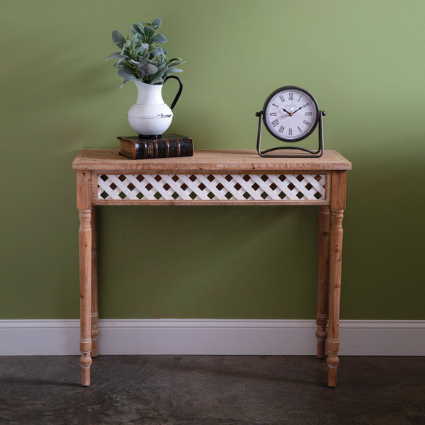 Lattice and Wood Sofa Table