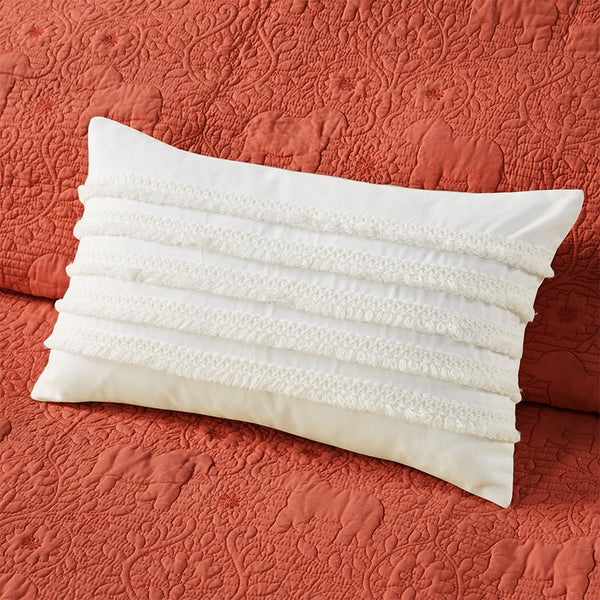 Kandula 3 Piece Reversible Cotton Quilt Set in Coral