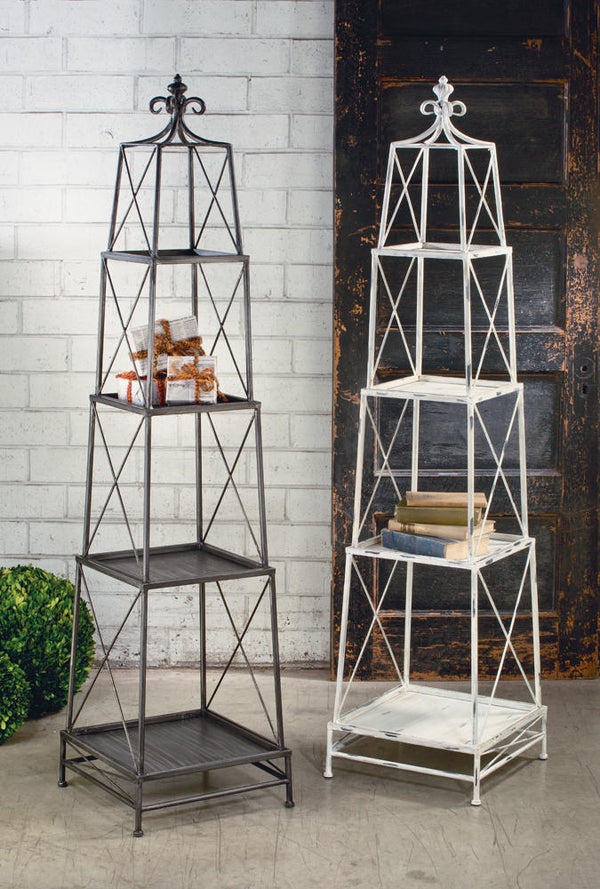 Stackable 4 Tier Metal Obelisk in Gunmetal or White - Gifts for You 'n Me