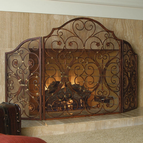Provincial Triple Panel Fireplace Screen SPI Home