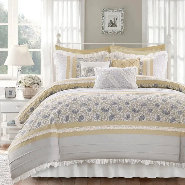 Dawn 9 Piece Cotton Percale Comforter Set by Madison Park - Gifts for You 'n Me