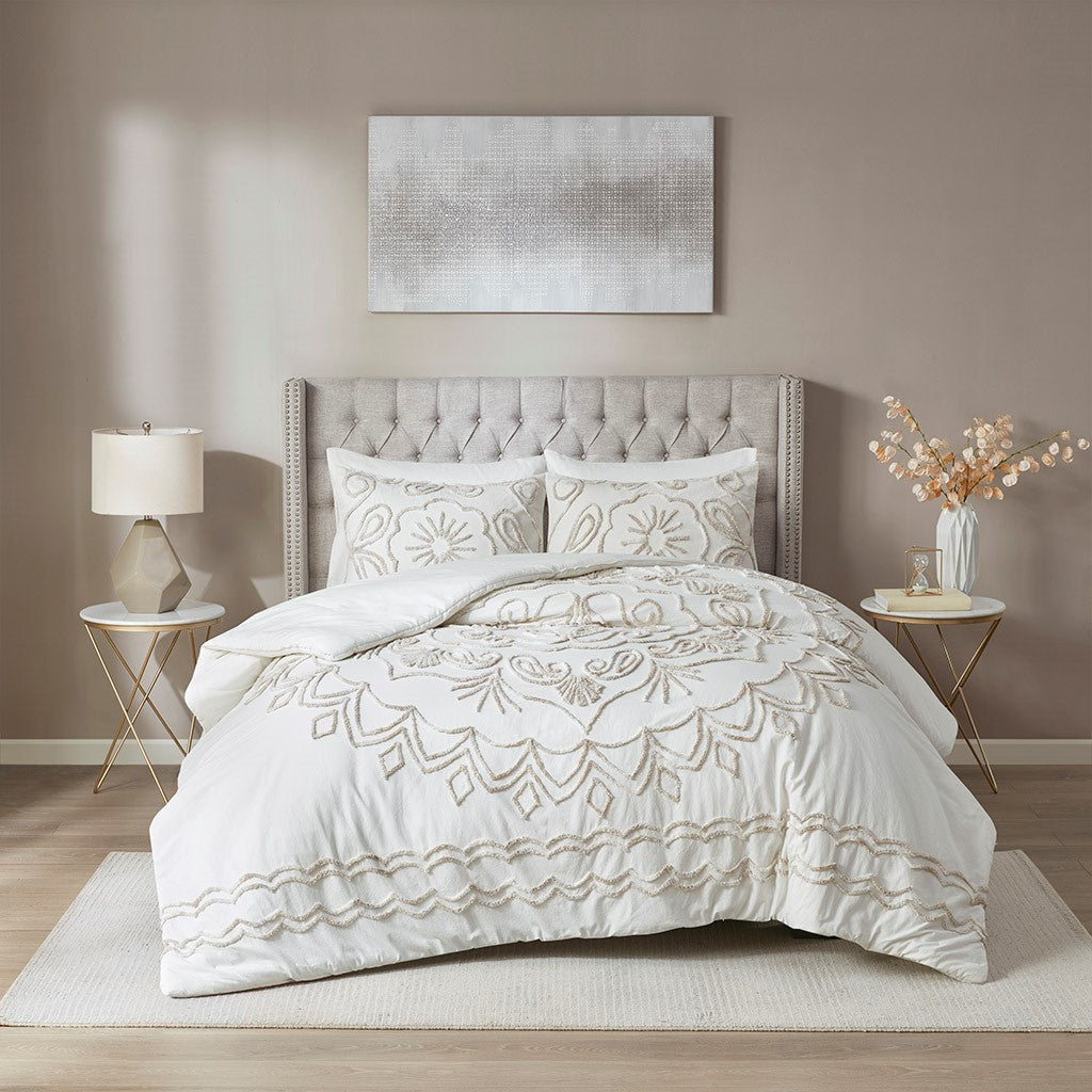 Violette 3 Piece Tufted Cotton Chenille Comforter Set by Madison Park