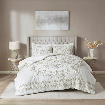 Violette 3 Piece Tufted Cotton Chenille Comforter Set by Madison Park