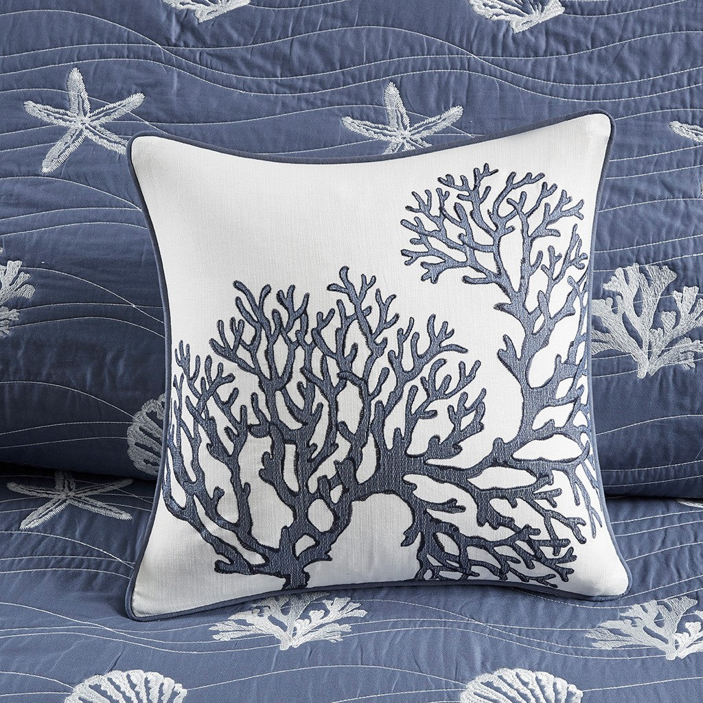 Seaside 4 Piece Cotton Coverlet Set - Navy
