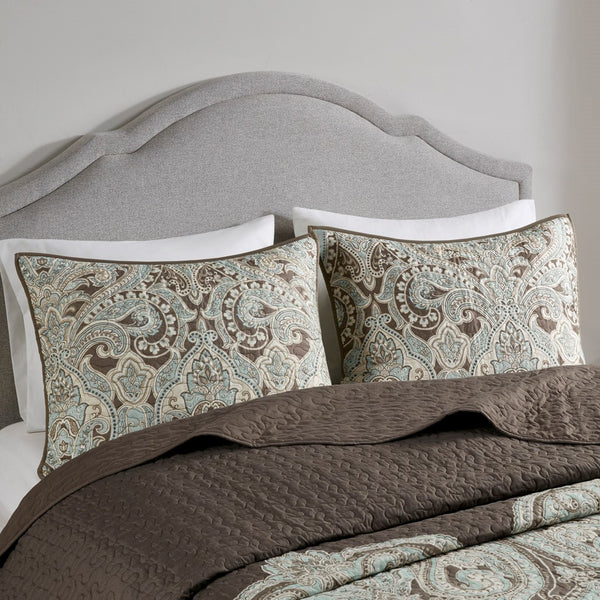 Geneva 6 Piece Reversible Coverlet Set - Brown