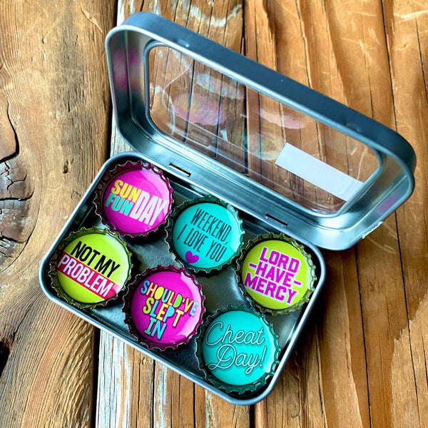 Adulting Bottle Cap Magnets - Set of 6