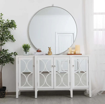 60 inch Mirrored Credenza in White