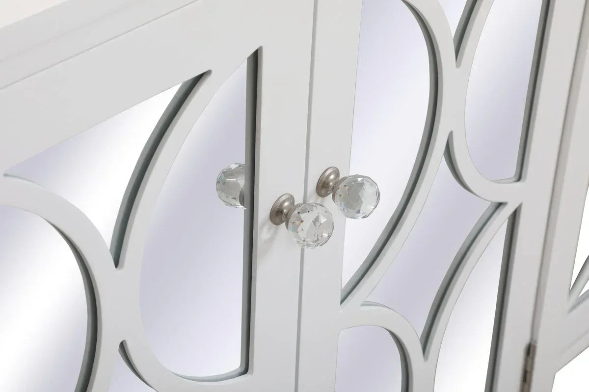 60 inch Mirrored Credenza in White - Gifts for You 'n Me