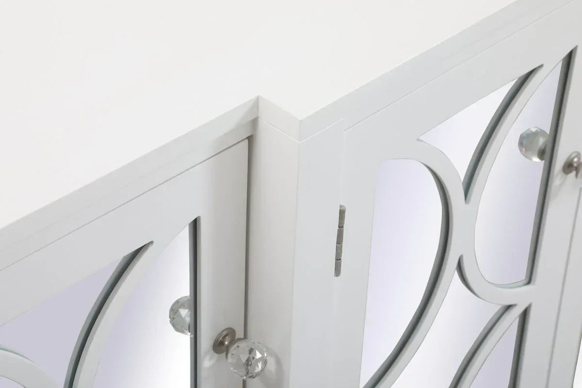 60 inch Mirrored Credenza in White - Gifts for You 'n Me