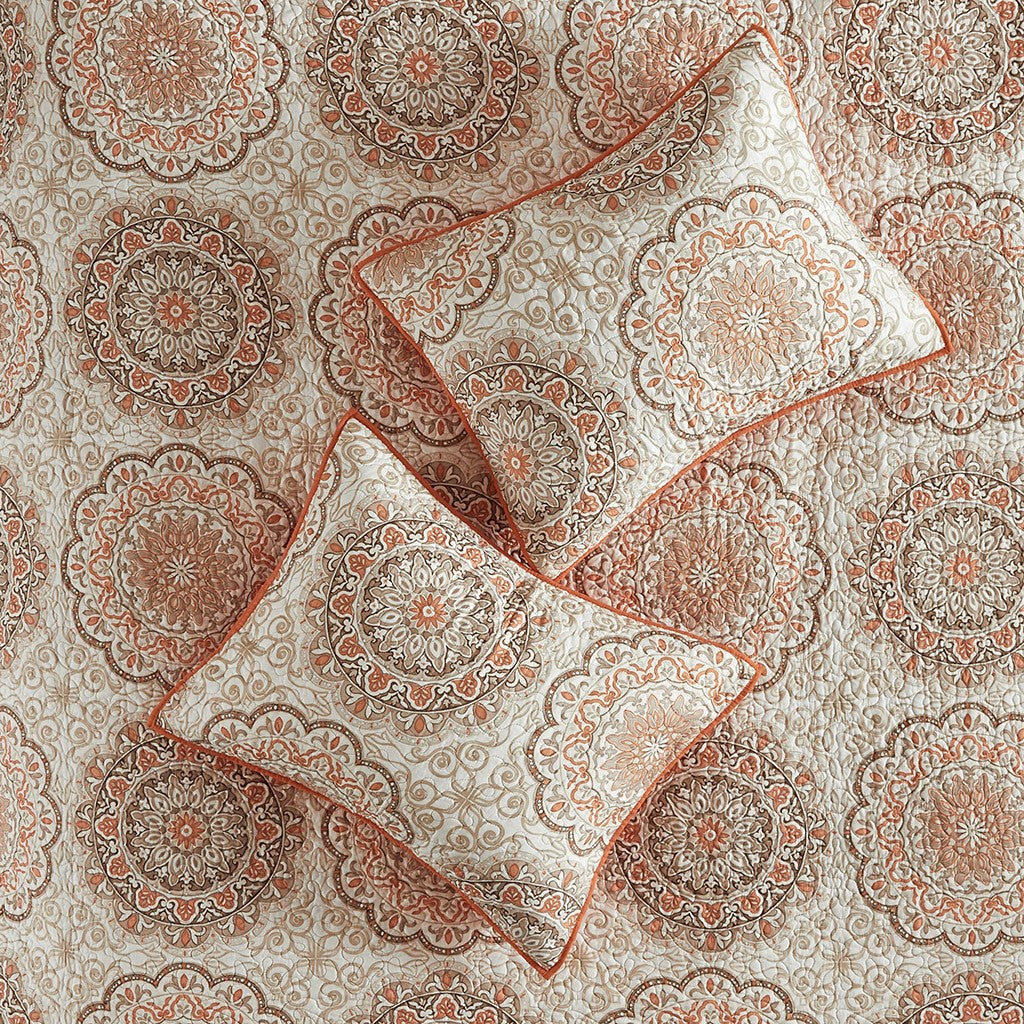Tangiers 6 Piece Reversible Coverlet Set - Orange