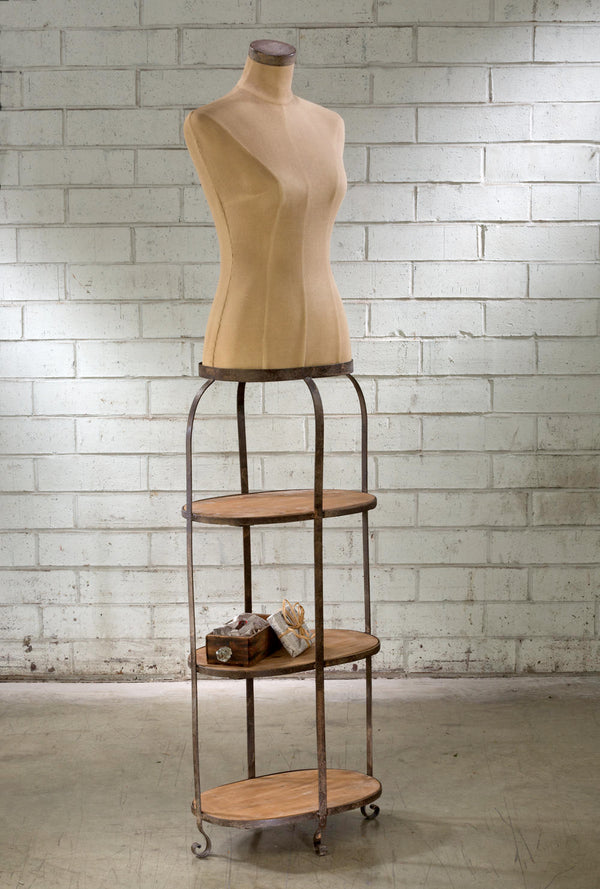 Antiqued Female Mannequin w/ 3 Shelves