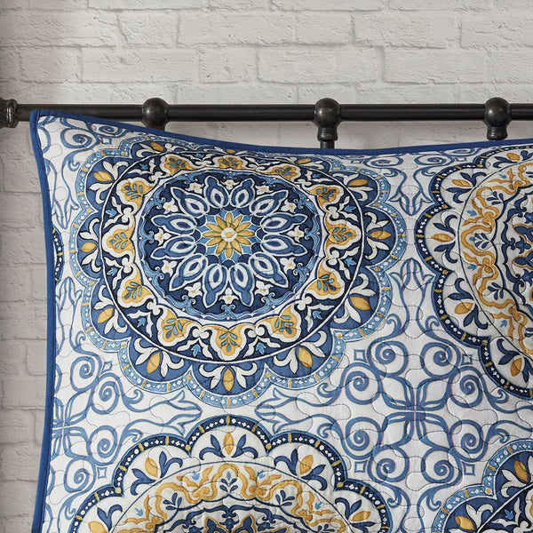 Tangiers 6 Piece Reversible Coverlet Set - Blue