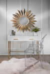 Starburst Gold Wall Mirror - Feather Design