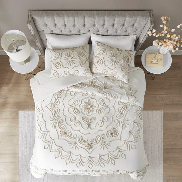 Violette 3 Piece Tufted Cotton Chenille Comforter Set by Madison Park - Gifts for You 'n Me