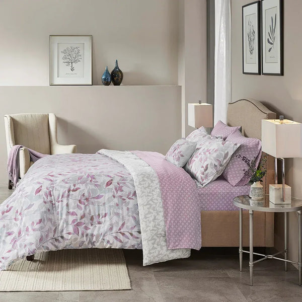 Sofia Reversible Comforter Set with Bed Sheets in Purple - Gifts for You 'n Me