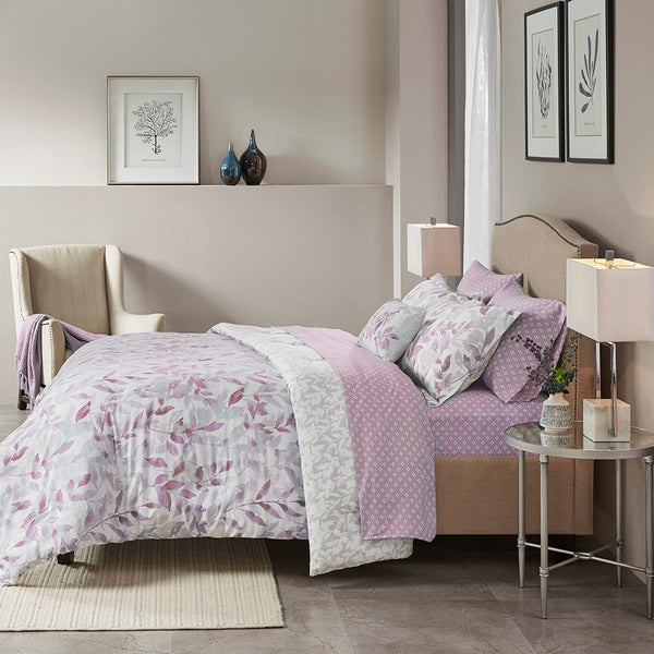 Sofia Reversible Comforter Set with Bed Sheets in Purple - Gifts for You 'n Me