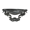 Antiq. Nickel Cast Aluminum 2 Seahorse Pedestal Serving Bowl
