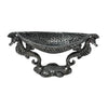 Antiq. Nickel Cast Aluminum 2 Seahorse Pedestal Serving Bowl