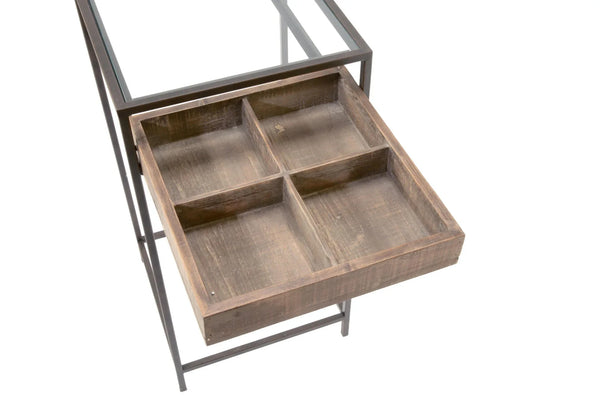 Set of 2 Side Tables with Glass Top Storage Drawer - Gifts for You 'n Me