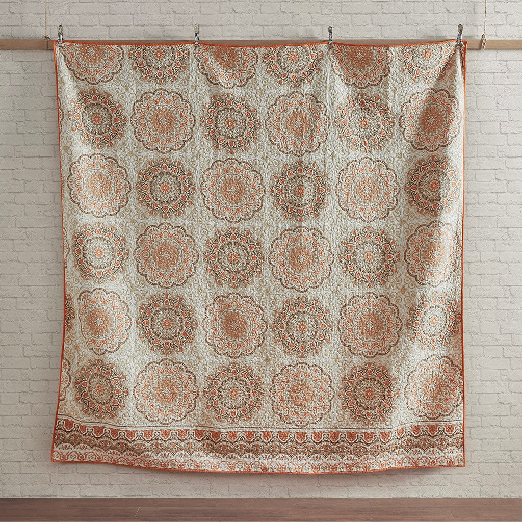 Tangiers 6 Piece Reversible Coverlet Set - Orange