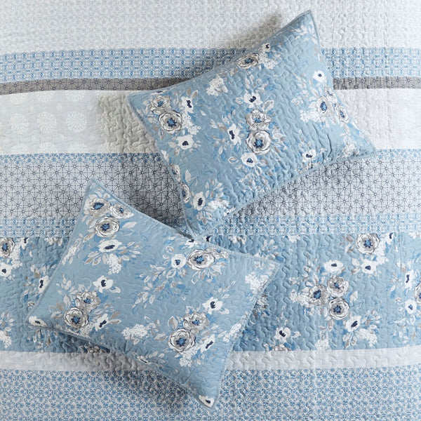 Willa 6 Piece Reversible Coverlet Set - Blue